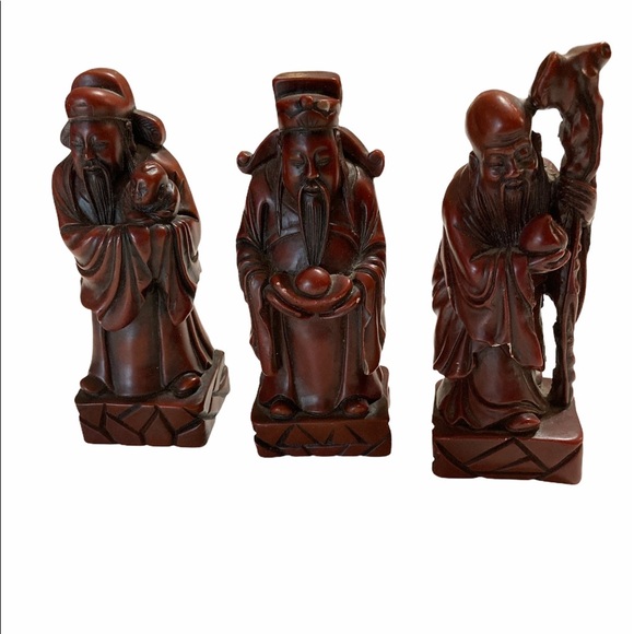 Asian Carved Resin Wise Man (3) VTG - Picture 1 of 5